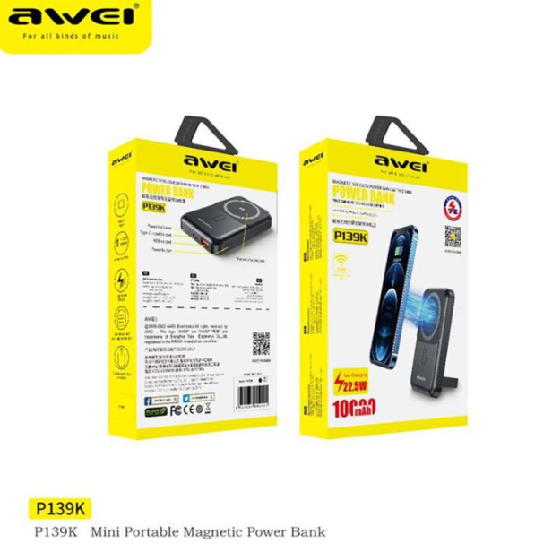 Awei P139K 10000mAh Wireless Power Bank 22.5W | ZupiBd