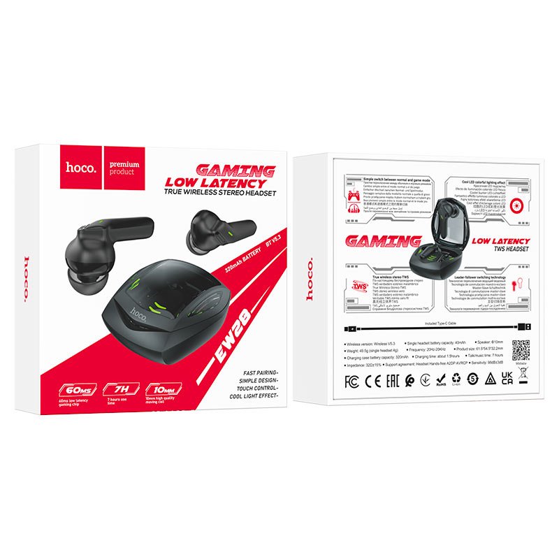 ZUPIBD HOCO EW28 Gaming Earbuds 10mm Driver Low Latency TWS